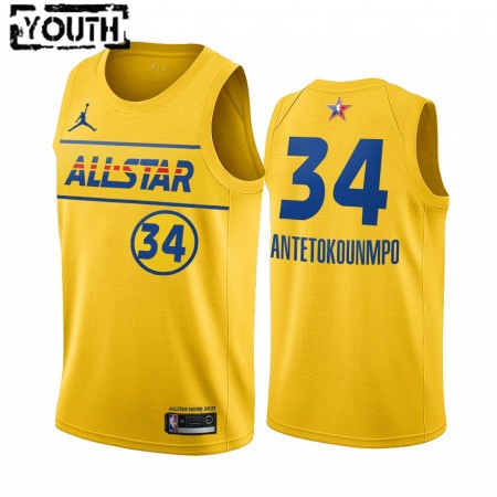 Maillot Basket Milwaukee Bucks Giannis Antetokounmpo 34 2021 All-Star Jordan Brand Gold Swingman - Enfant